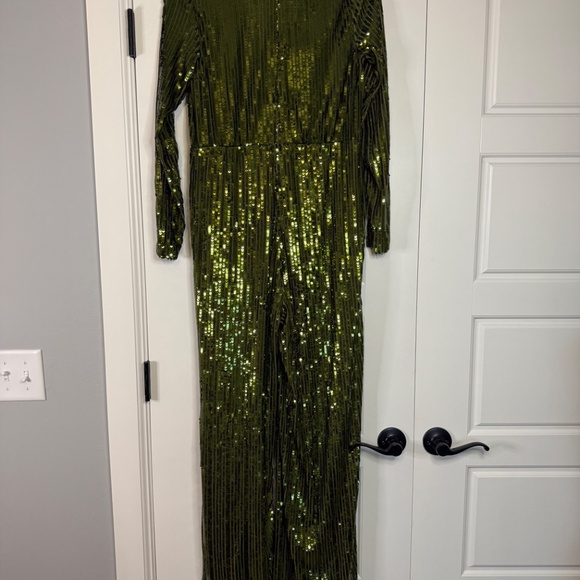 Mango Women's Shimmering Olive Wide-Leg Jumpsuit, Size M. - Picture 11 of 16